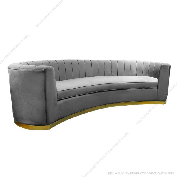 Della Luxury Home Furniture Roxane Collection Curved Three-Seater Sofa HOME53885